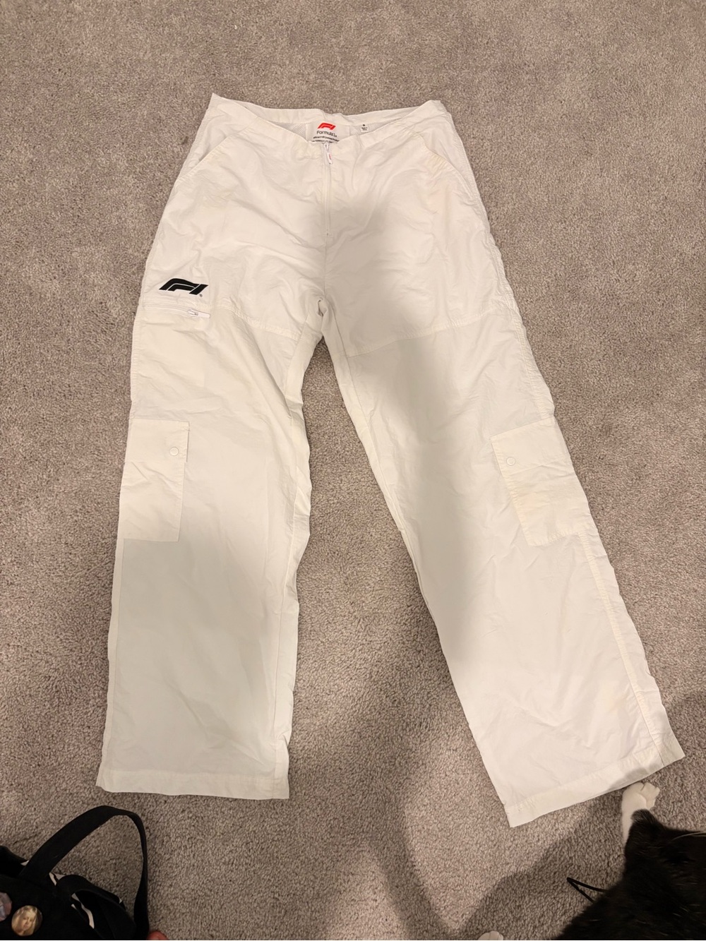 FORMULA 1 White Cargo Pants with Side Pockets